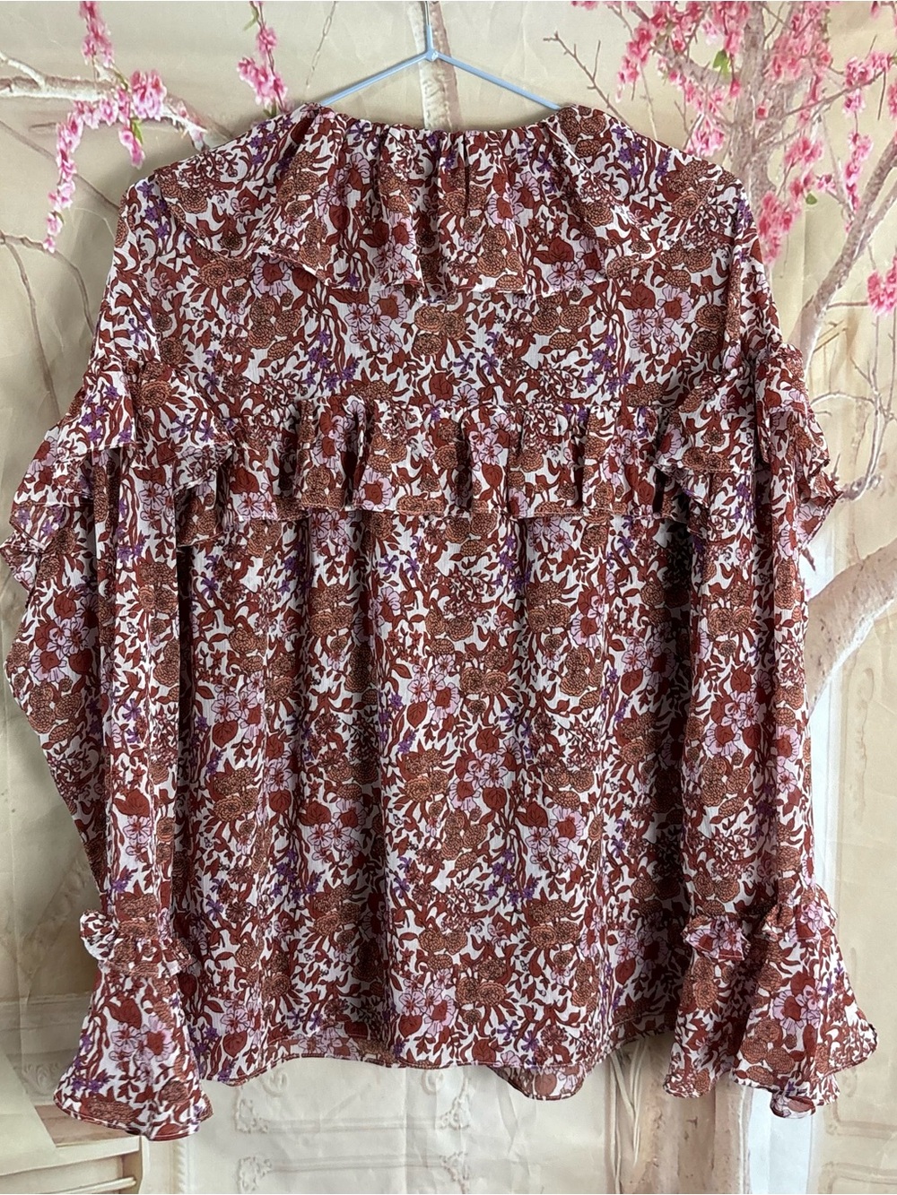 NEW J.Crew Ruffle Crinkle Chiffon Top in the "Fête Floral" print - Picture 5 of 9